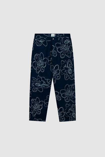 FLOWER STICH PANTS NAVY