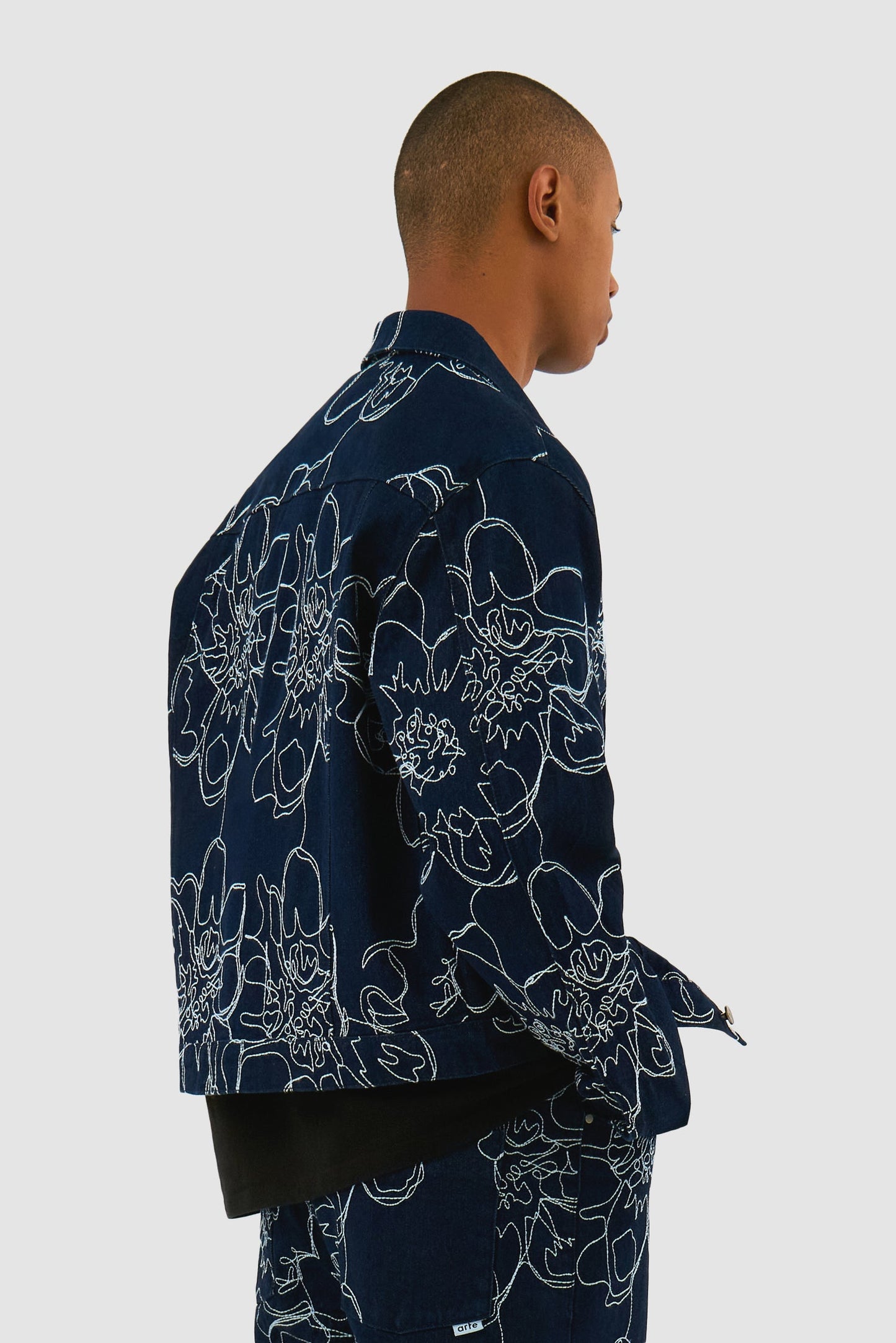 FLOWER STICH JACKET NAVY