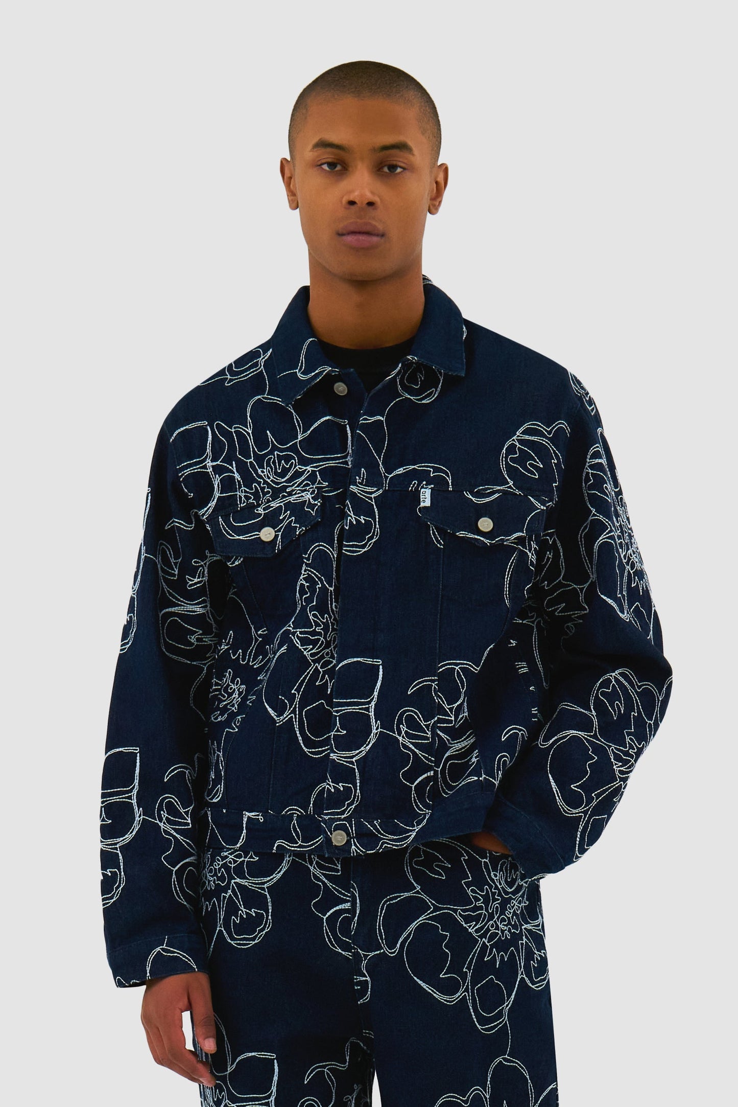 FLOWER STICH JACKET NAVY