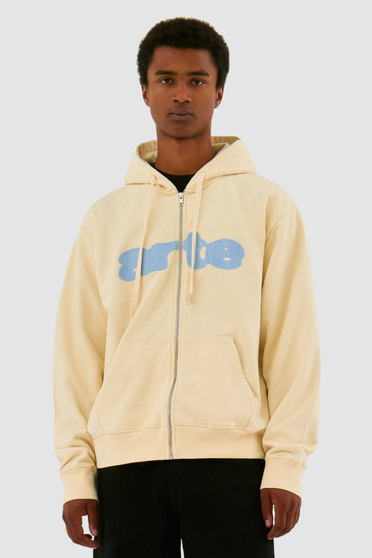 EMBROIDERY ZIP HOODIE CREAM