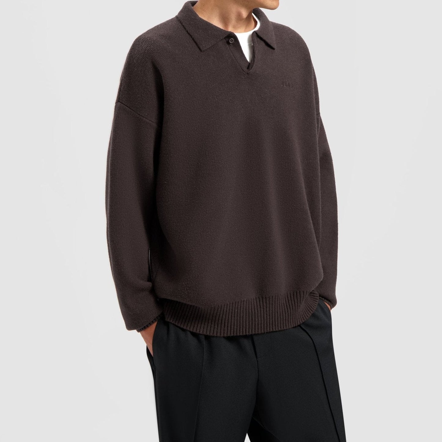 OVERSIZED KNITTED POLO BRUNETTE