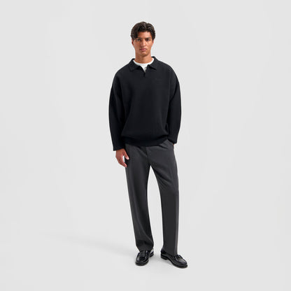 OVERSIZED KNITTED POLO BLACK