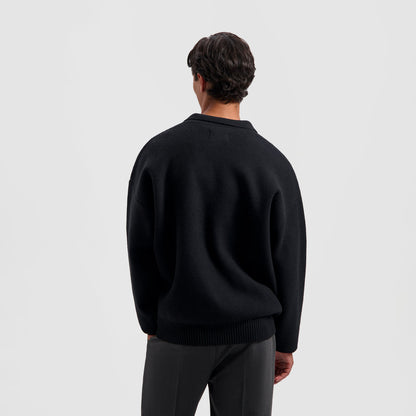 OVERSIZED KNITTED POLO BLACK